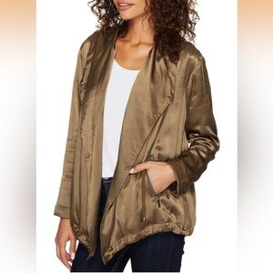 Splendid Black Satin Anorak Jacket Coat